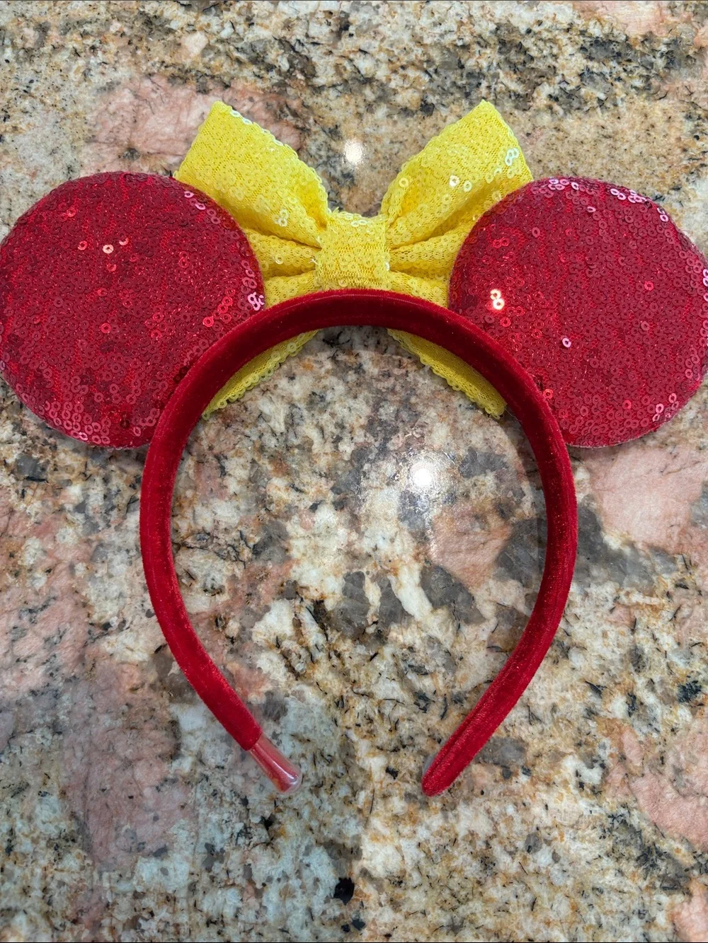 Incredibles Themed Sequin Ear Headband with Yellow Bow and Black Mask Accent